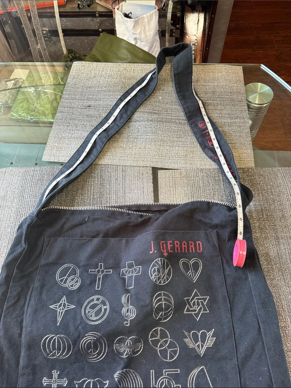 Gallery Canvas Messenger Bag in Black with Red Accents